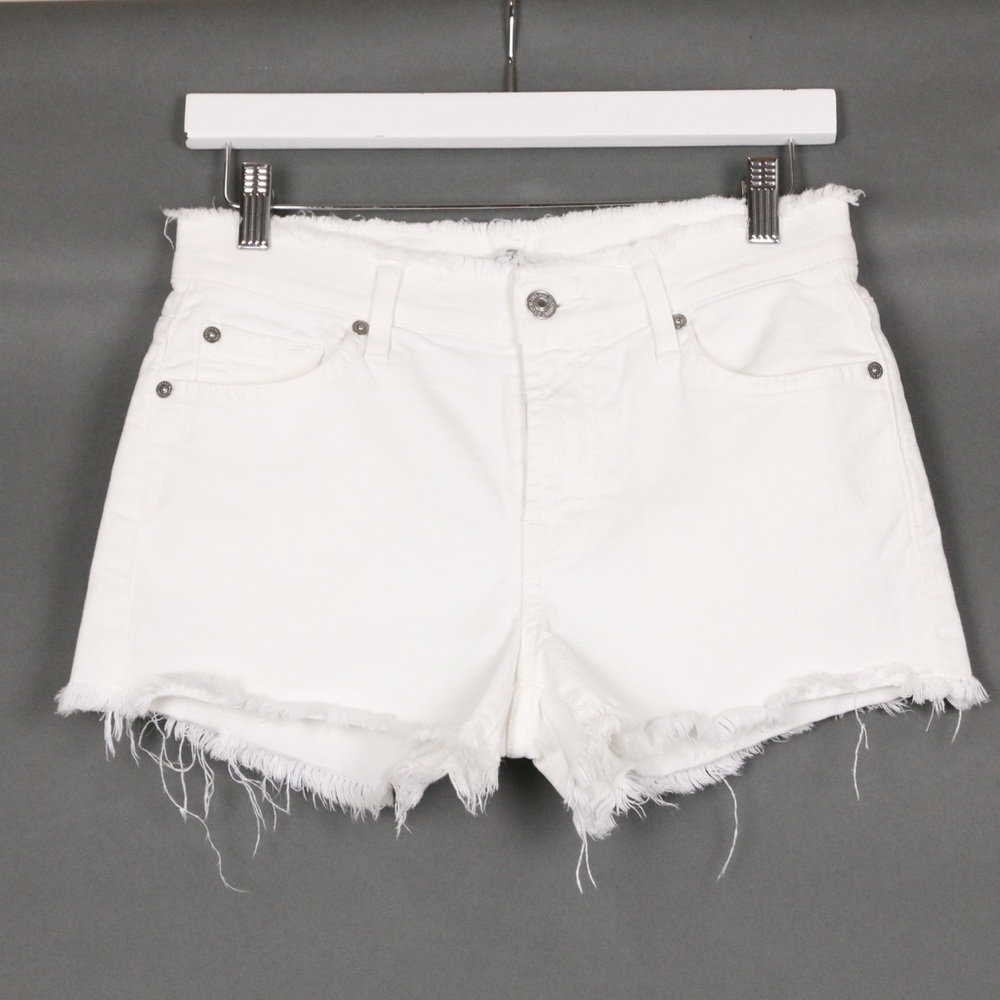 7 For all Mankind White Denim Shorts
